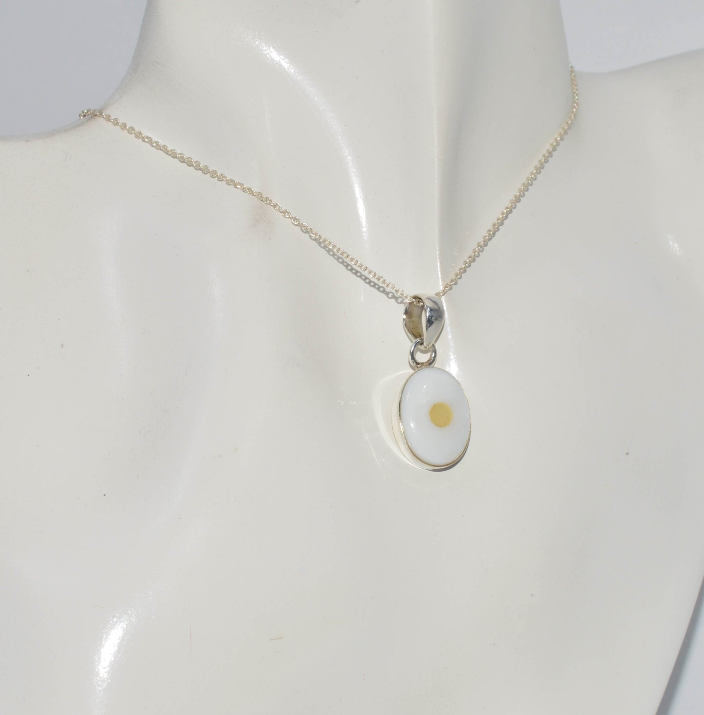 925 Sterling Silver MOTHER OF PEARL ETHIOPIAN OPAL Chain Pendant - 19.1"