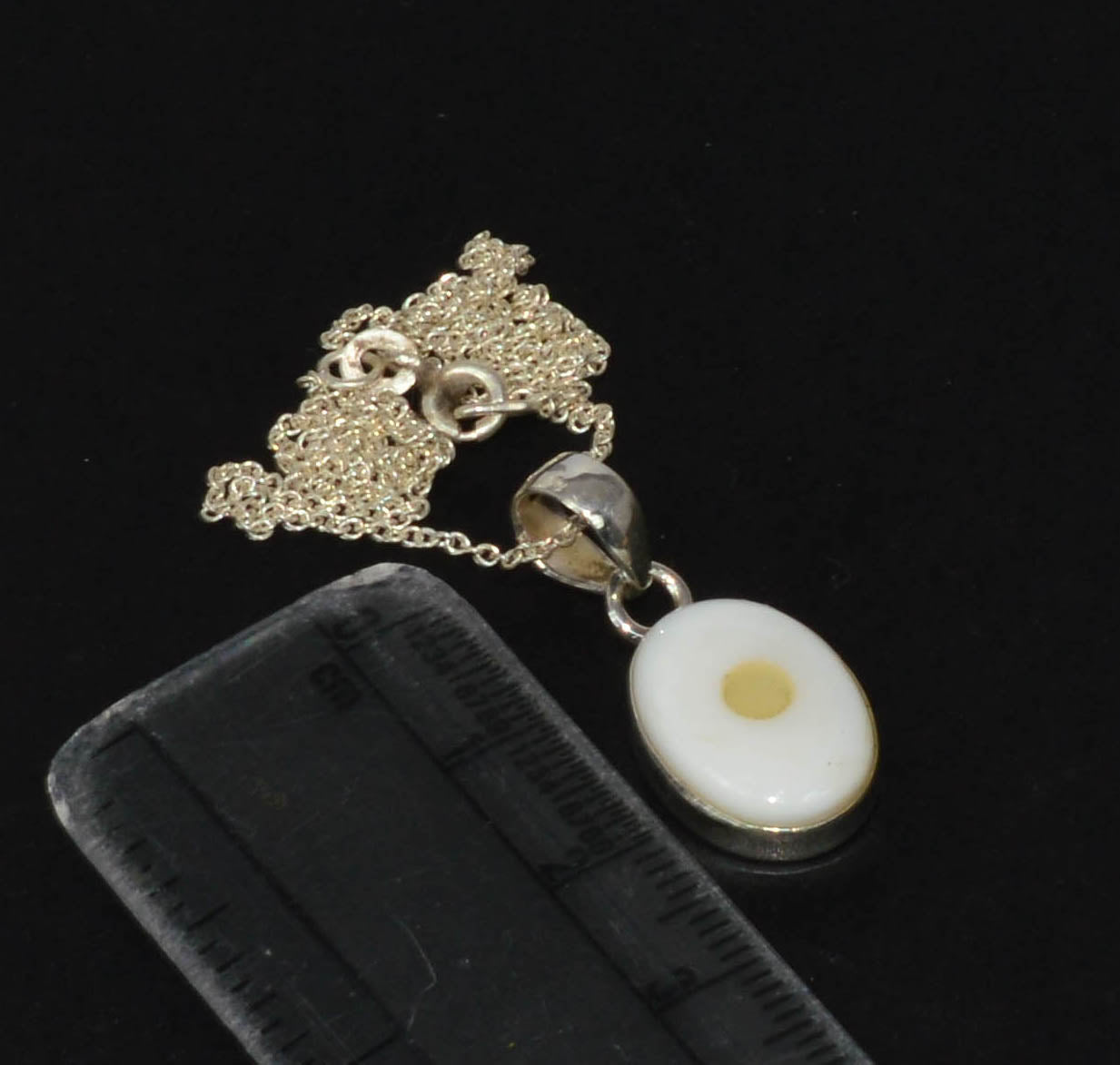 925 Sterling Silver MOTHER OF PEARL ETHIOPIAN OPAL Chain Pendant - 19.1"