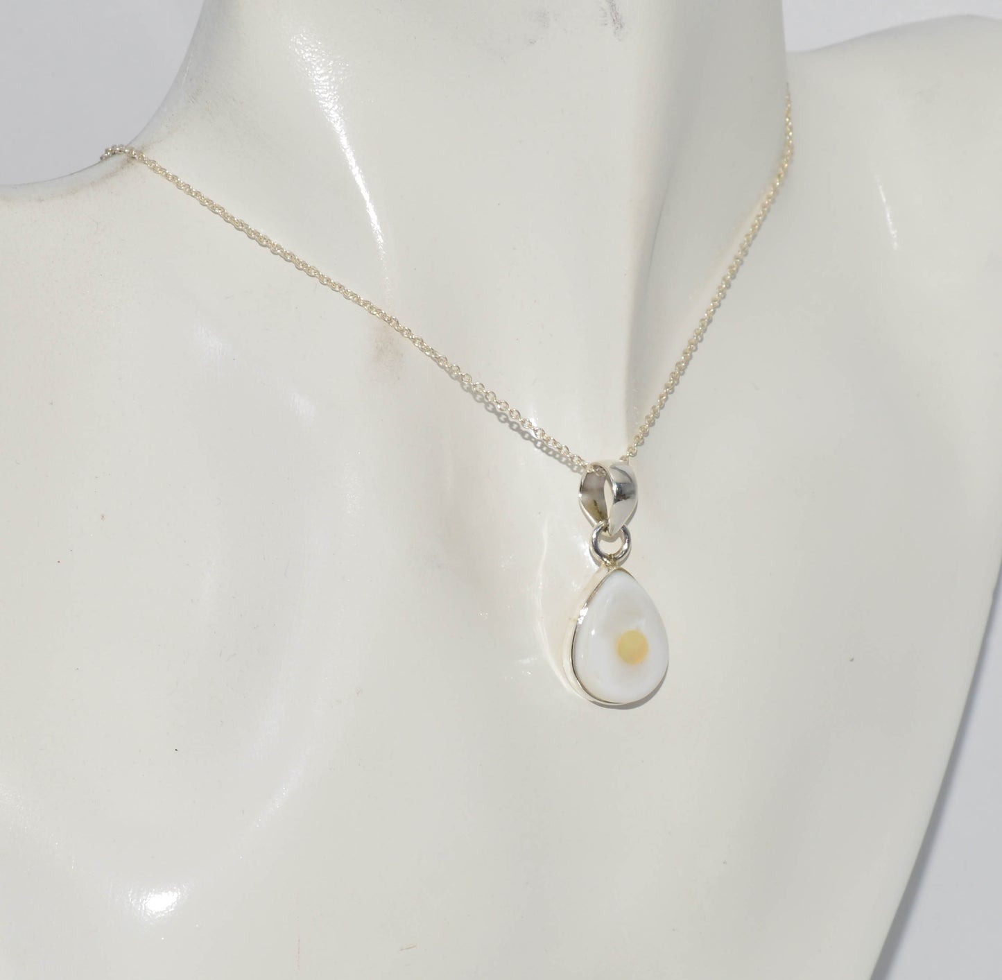 925 Sterling Silver MOTHER OF PEARL ETHIOPIAN OPAL Chain Pendant - 19.1"