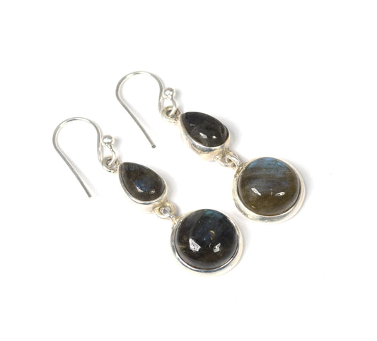 925 Solid Sterling Silver Labradorite Hook Earring