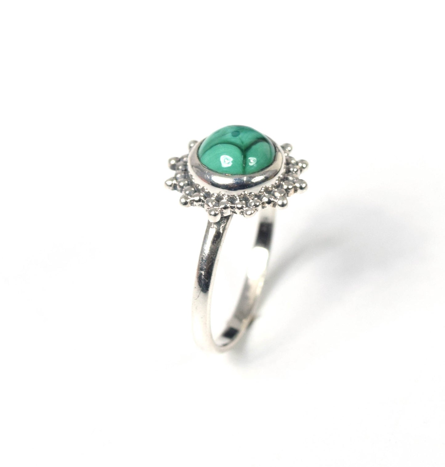925 Solid Sterling Silver Green Makachite Ring