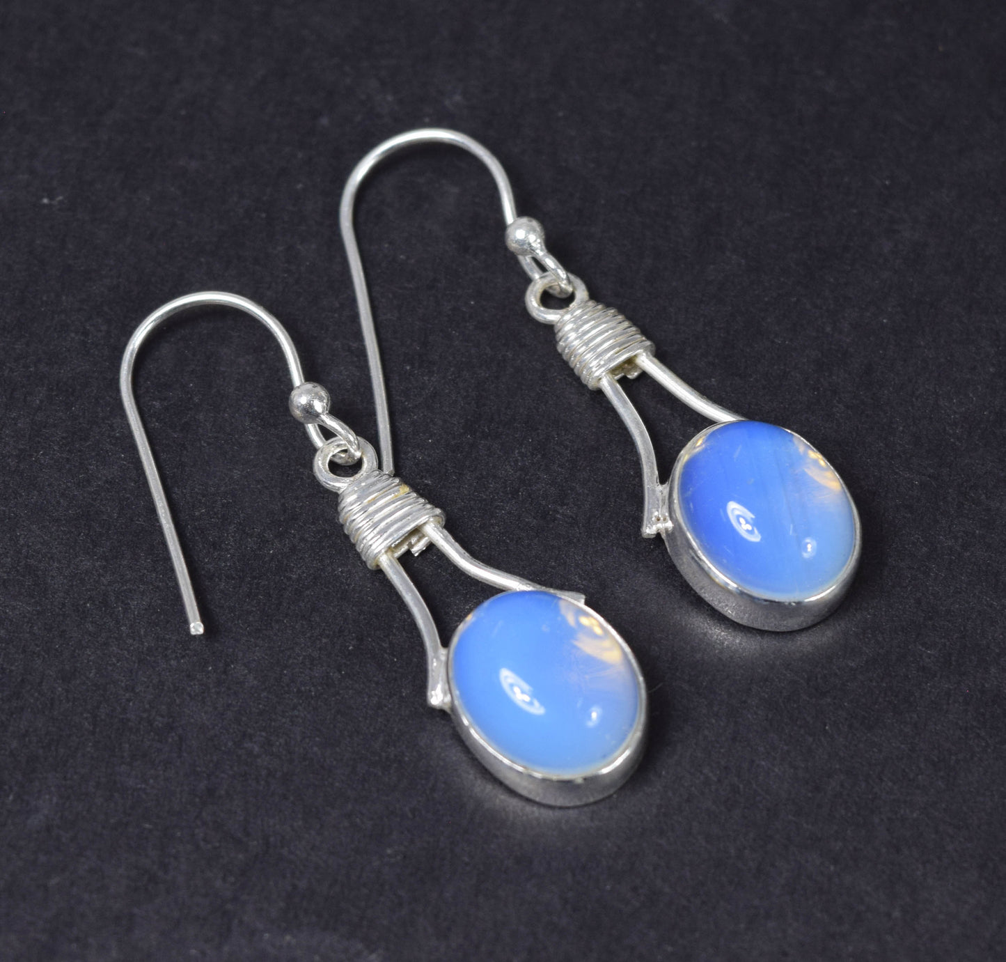 925 Solid Sterling Silver Milky Opalite Hook Earring