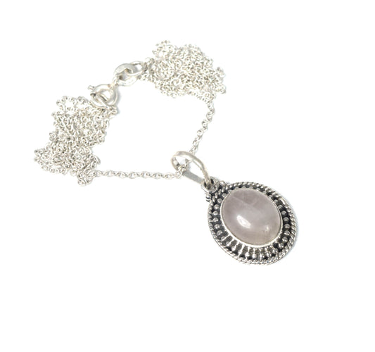 925 Solid Sterling Silver White Rainbow Moonstone Chain Pendant -19 INCH