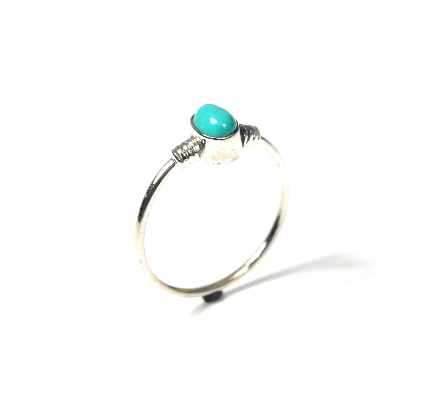 925 Solid Sterling Silver Blue Turquoise Ring -6 US