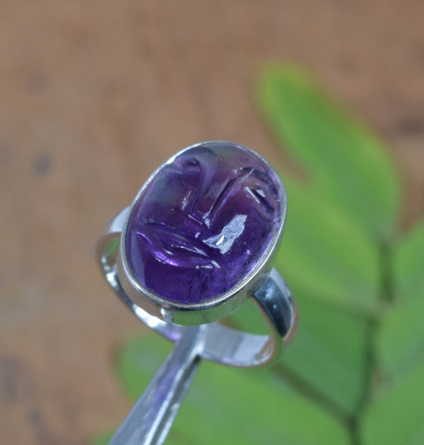 925 Solid Sterling Silver Purple Amethyst Ring -6 US