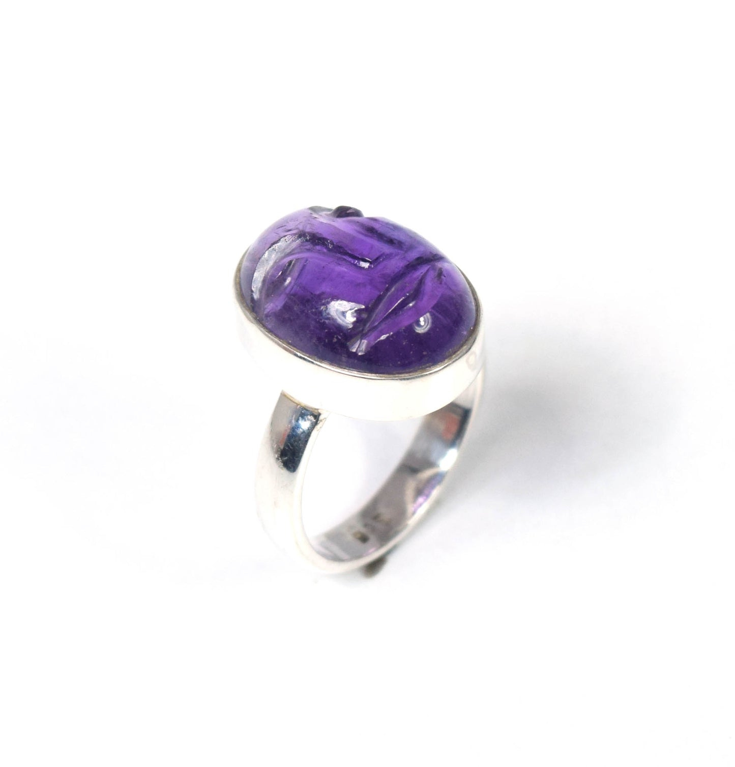 925 Solid Sterling Silver Purple Amethyst Ring -6 US
