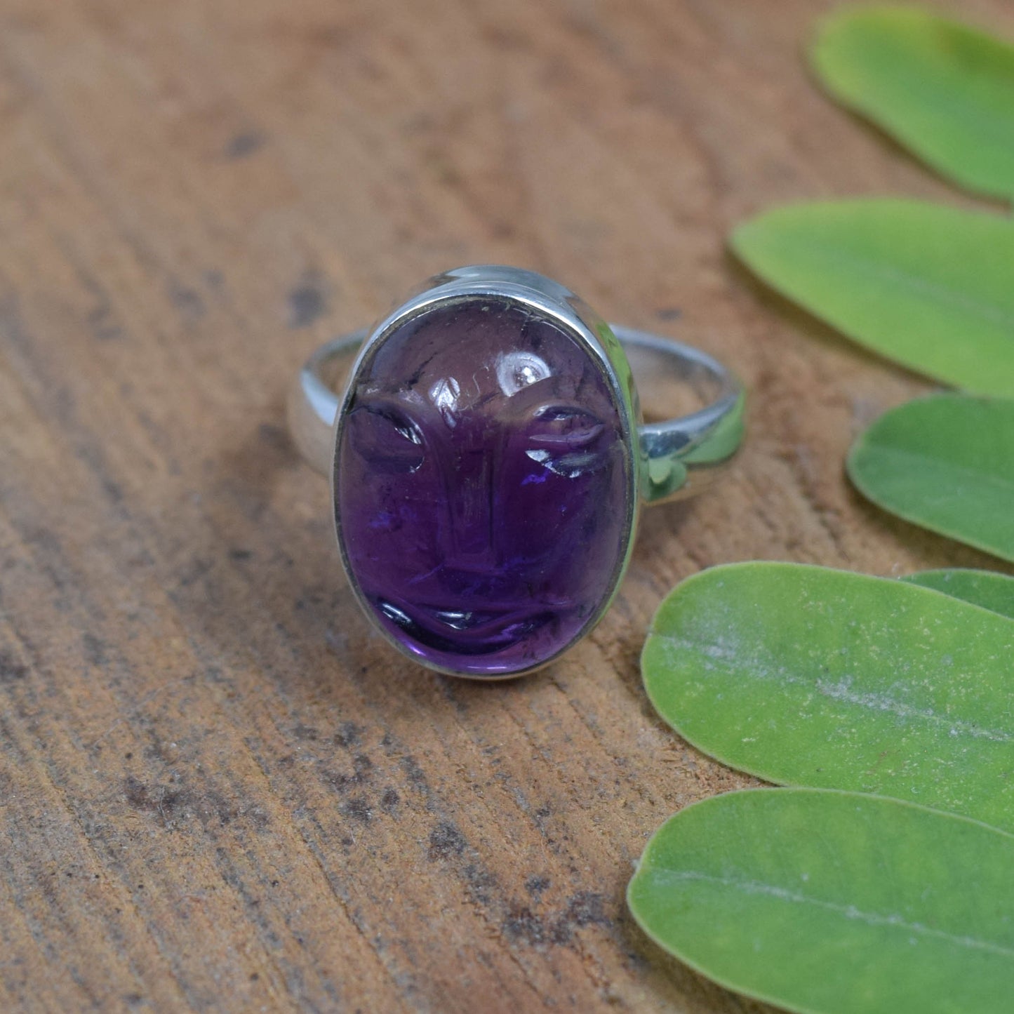 925 Solid Sterling Silver Purple Amethyst Ring -6 US