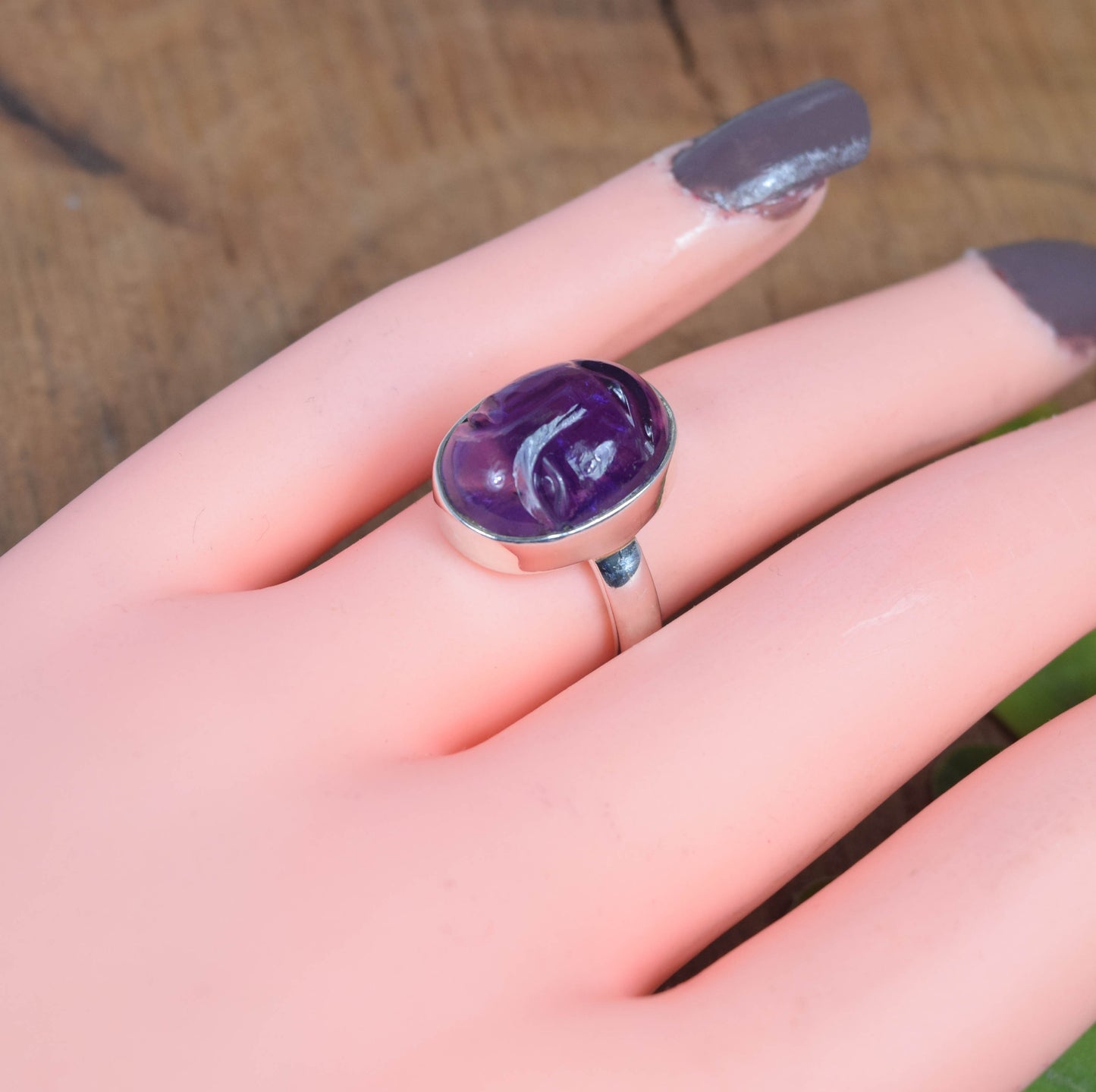 925 Solid Sterling Silver Purple Amethyst Ring -6 US