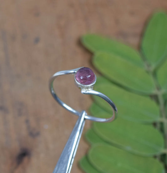 925 Solid Sterling Silver Pink Tourmaline Ring -5 us