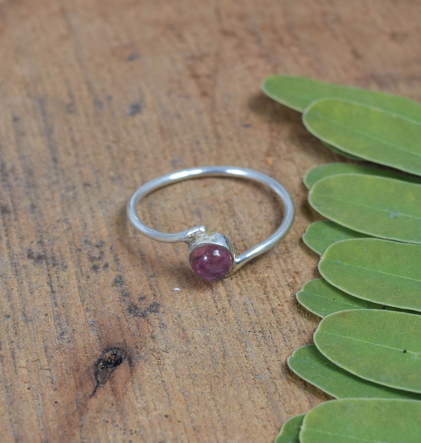 925 Solid Sterling Silver Pink Tourmaline Ring -5 us