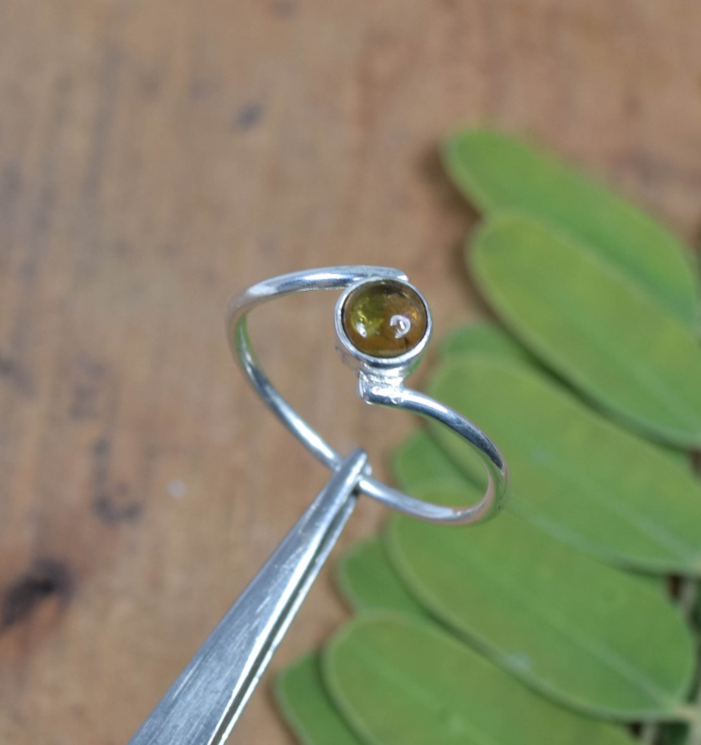 925 Solid Sterling Silver Yellow Tourmaline Ring -9 us