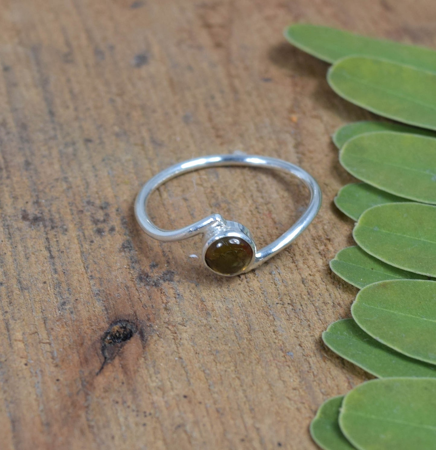 925 Solid Sterling Silver Yellow Tourmaline Ring -9 us