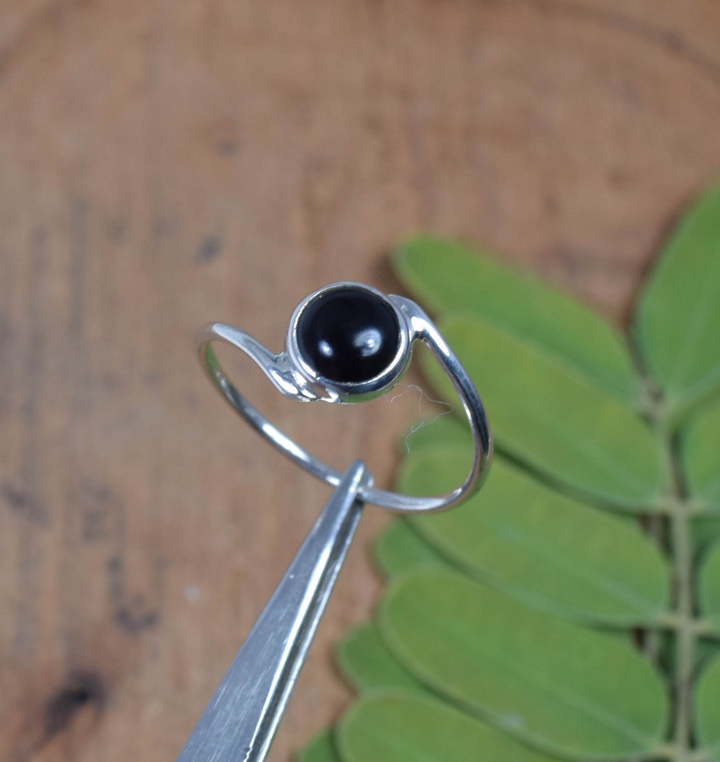 925 Solid Sterling Silver Black Onyx Ring -8 us