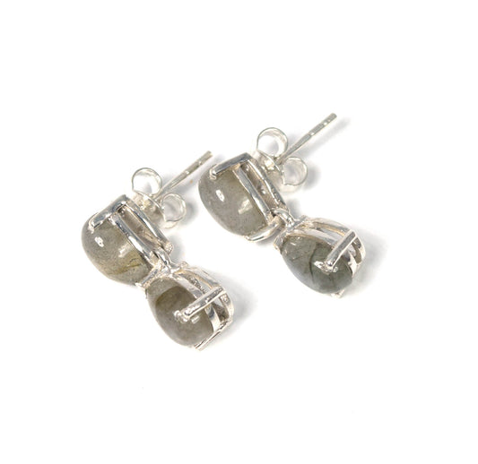 925 Solid Sterling Silver Labradorite Stud Earring -1 Inch