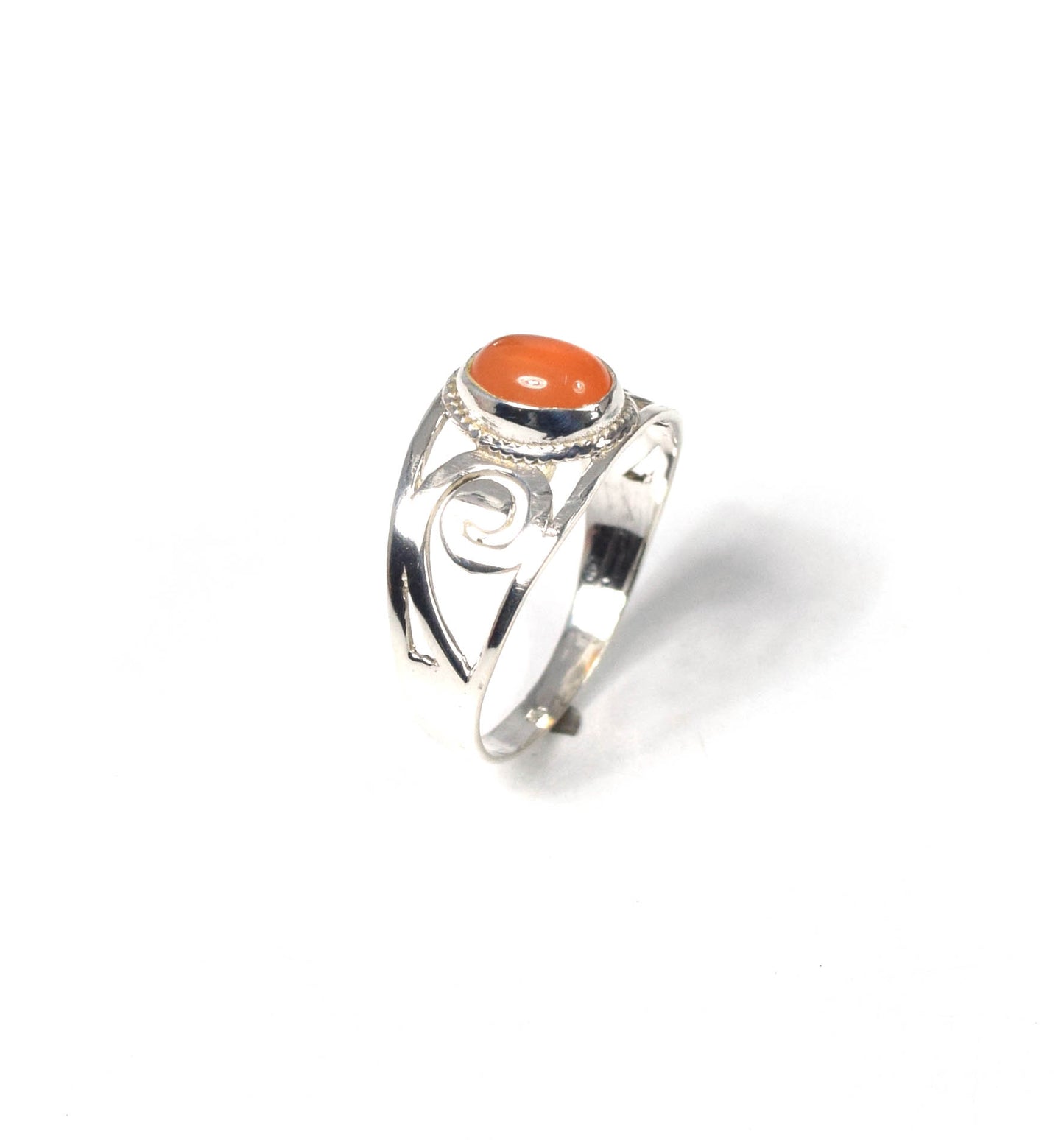 925 Solid Sterling Silver Red Carnelian Ring -4 US