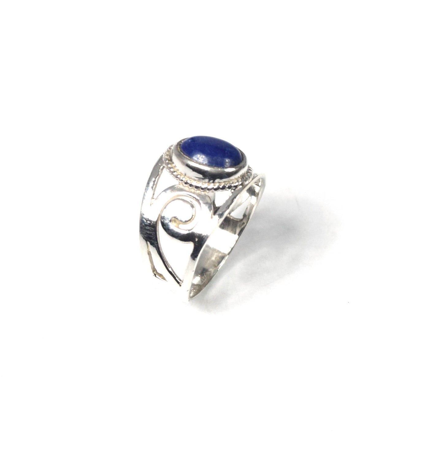 925 Solid Sterling Silver Blue Lapis Lazuli Ring -5 US