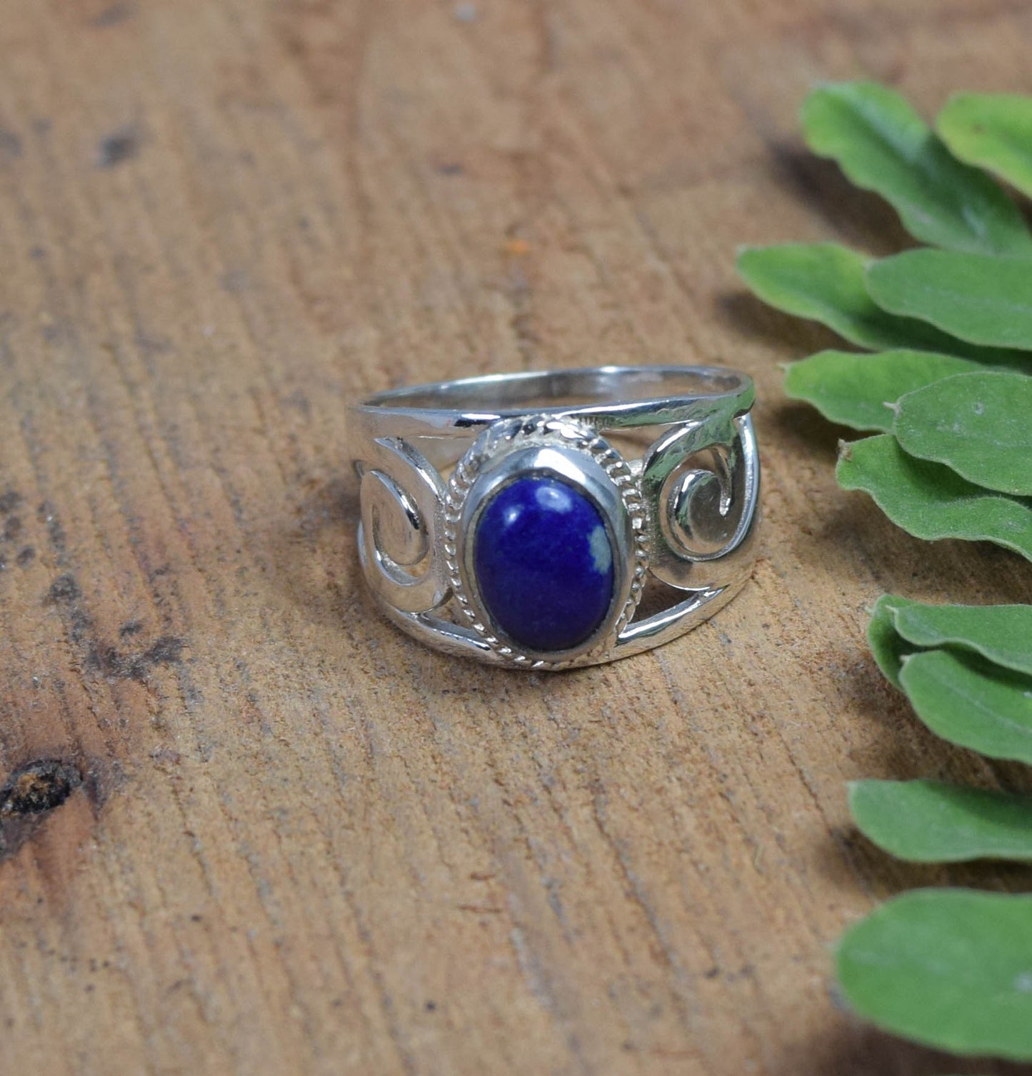 925 Solid Sterling Silver Blue Lapis Lazuli Ring -5 US