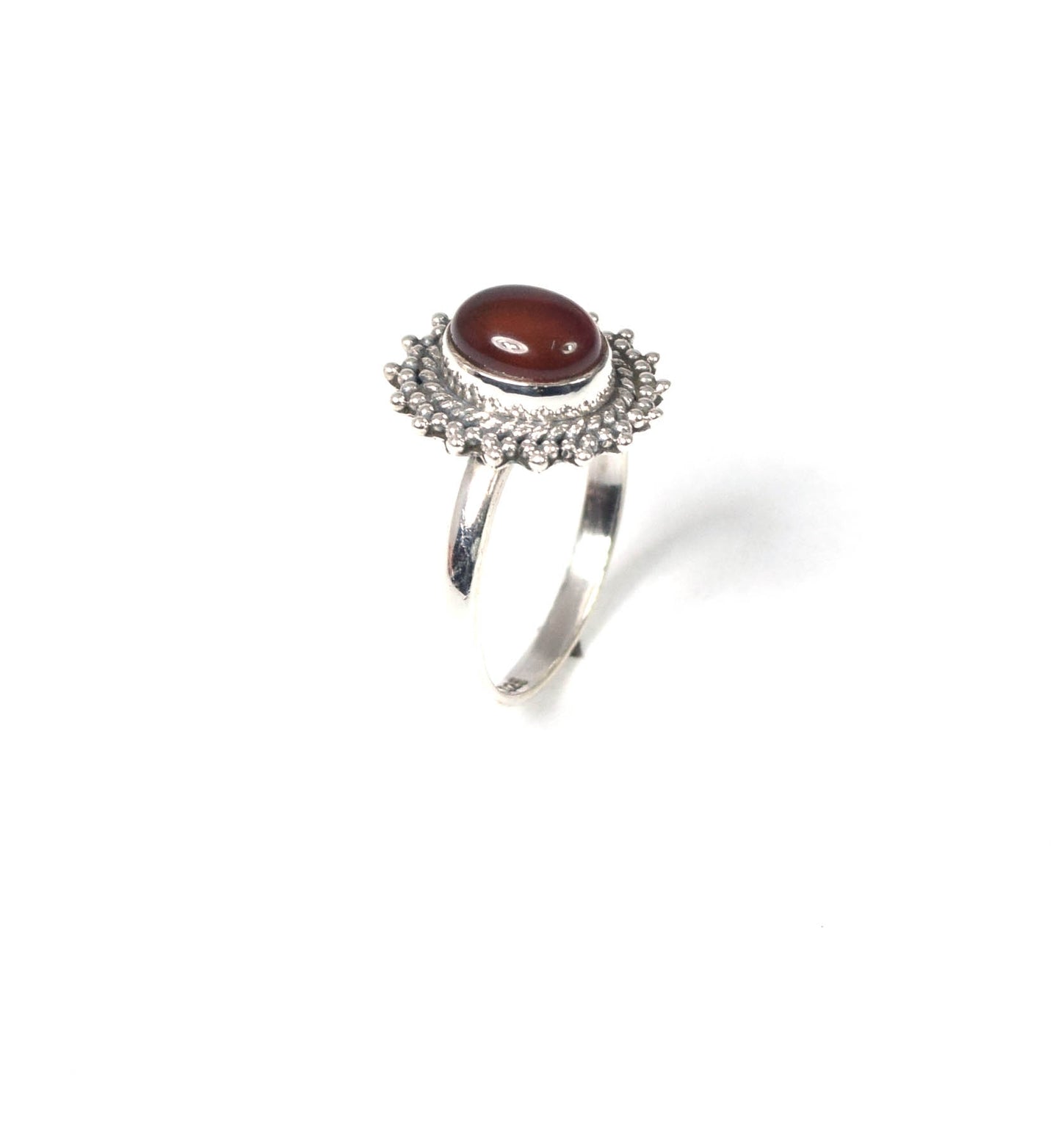 925 Solid Sterling Silver Red Carnelian Ring -10 US
