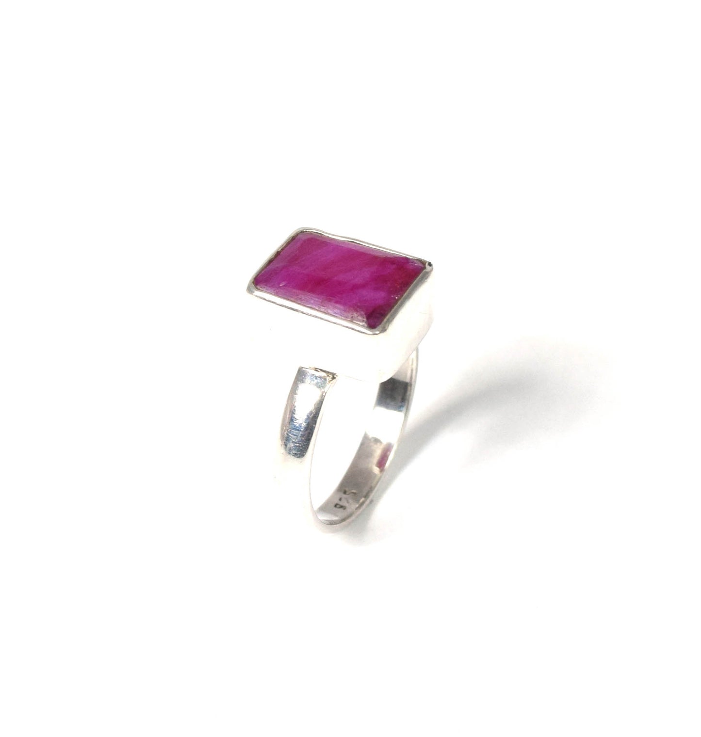 925 Solid Sterling Cut Simulated Ruby Ring -9 US