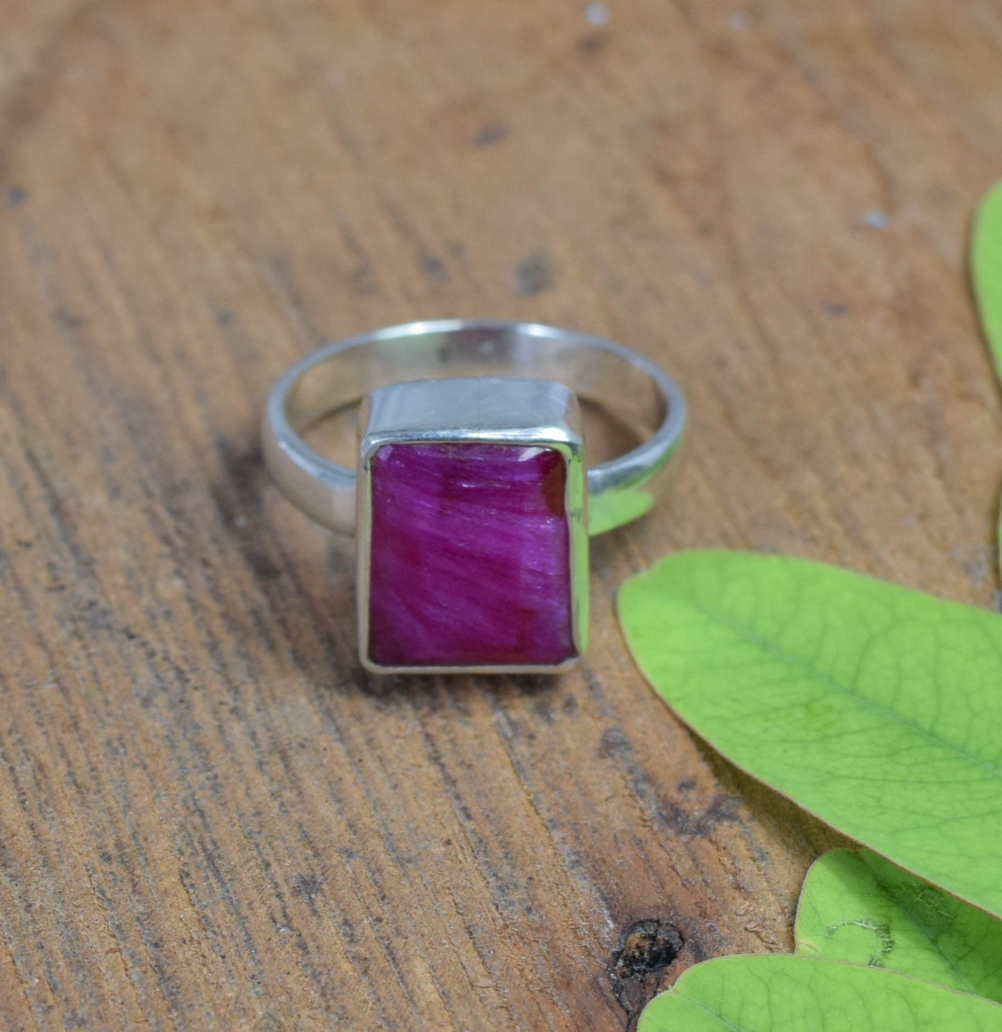 925 Solid Sterling Cut Simulated Ruby Ring -9 US