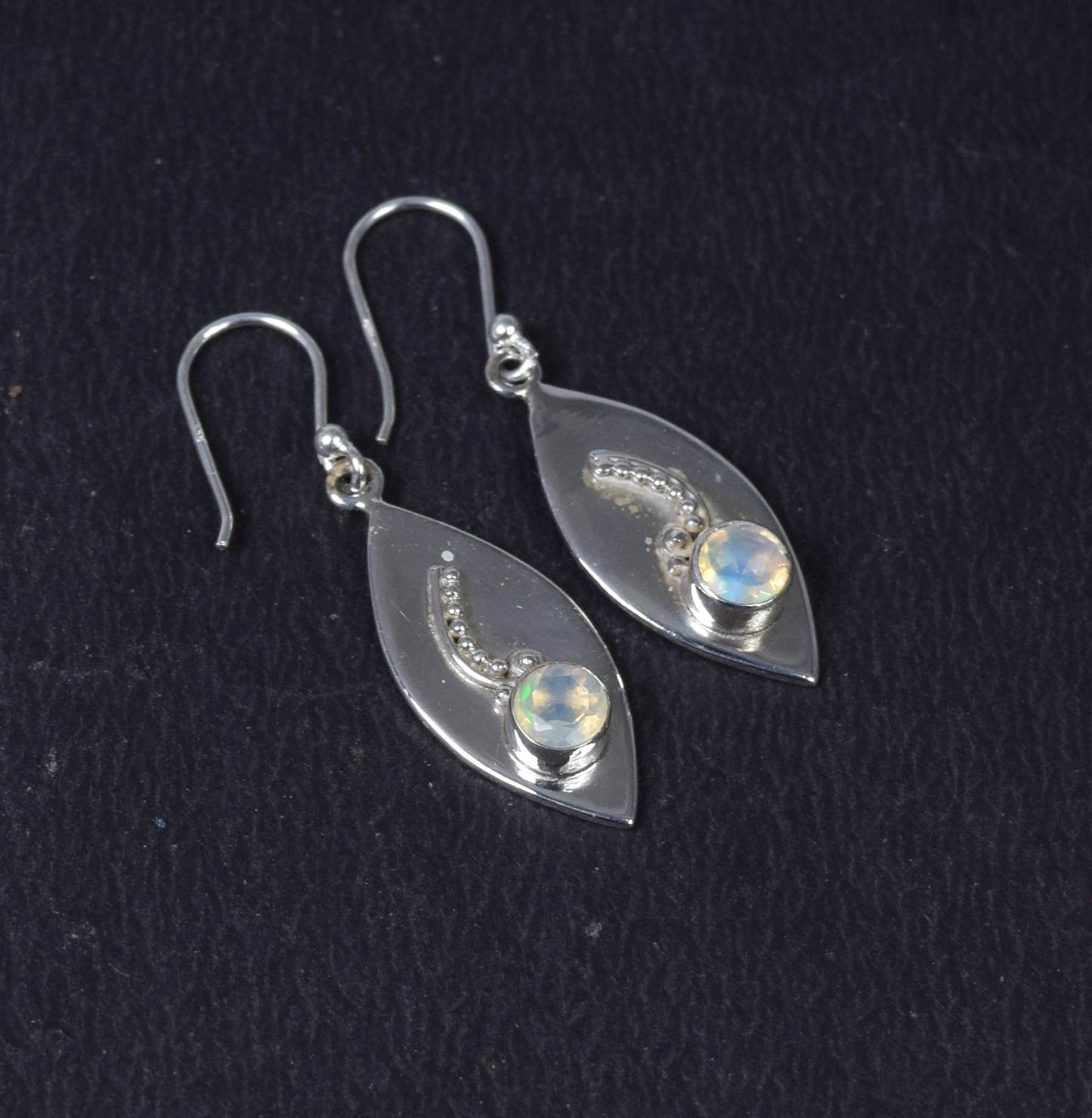 925 Solid Sterling Silver Faceted Ethiopian Opal Hook Earring -1.5 Inch