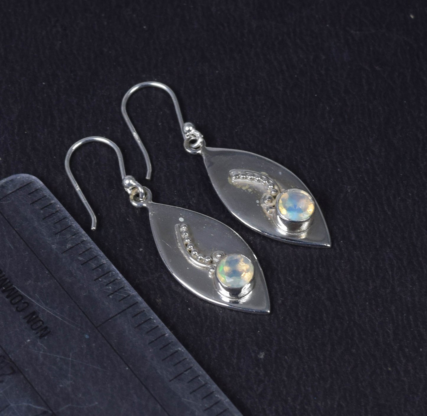 925 Solid Sterling Silver Faceted Ethiopian Opal Hook Earring -1.5 Inch