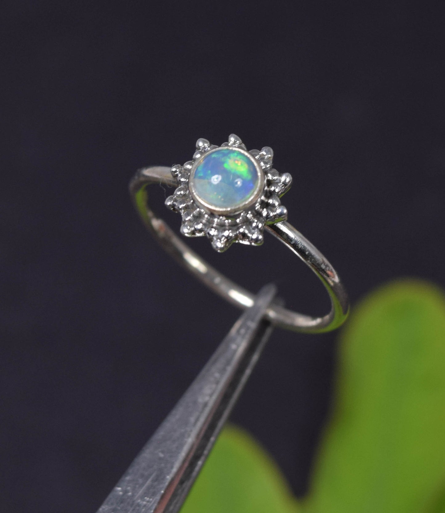 925 Solid Sterling Silver Ethiopian Opal Ring -7 us