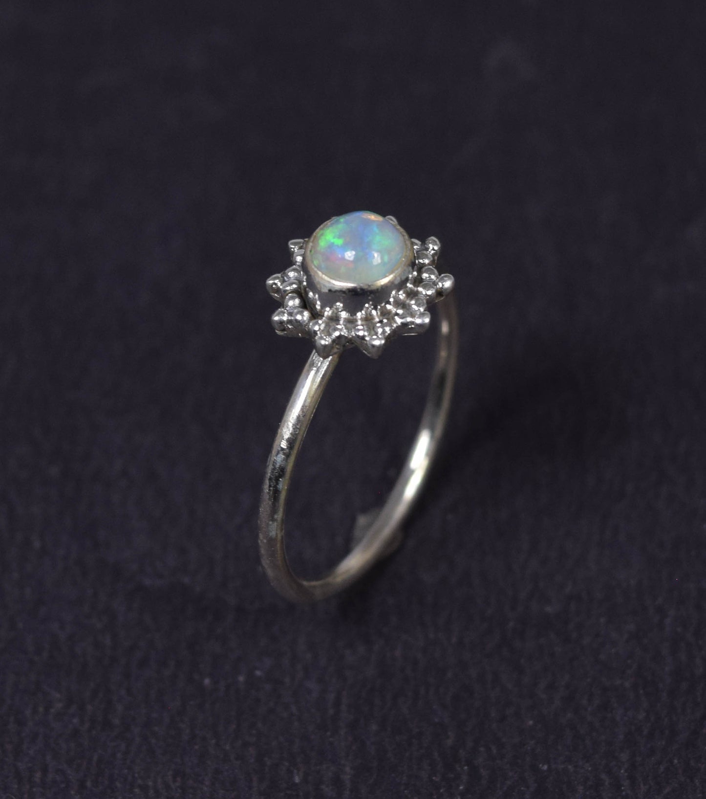 925 Solid Sterling Silver Ethiopian Opal Ring -7 us
