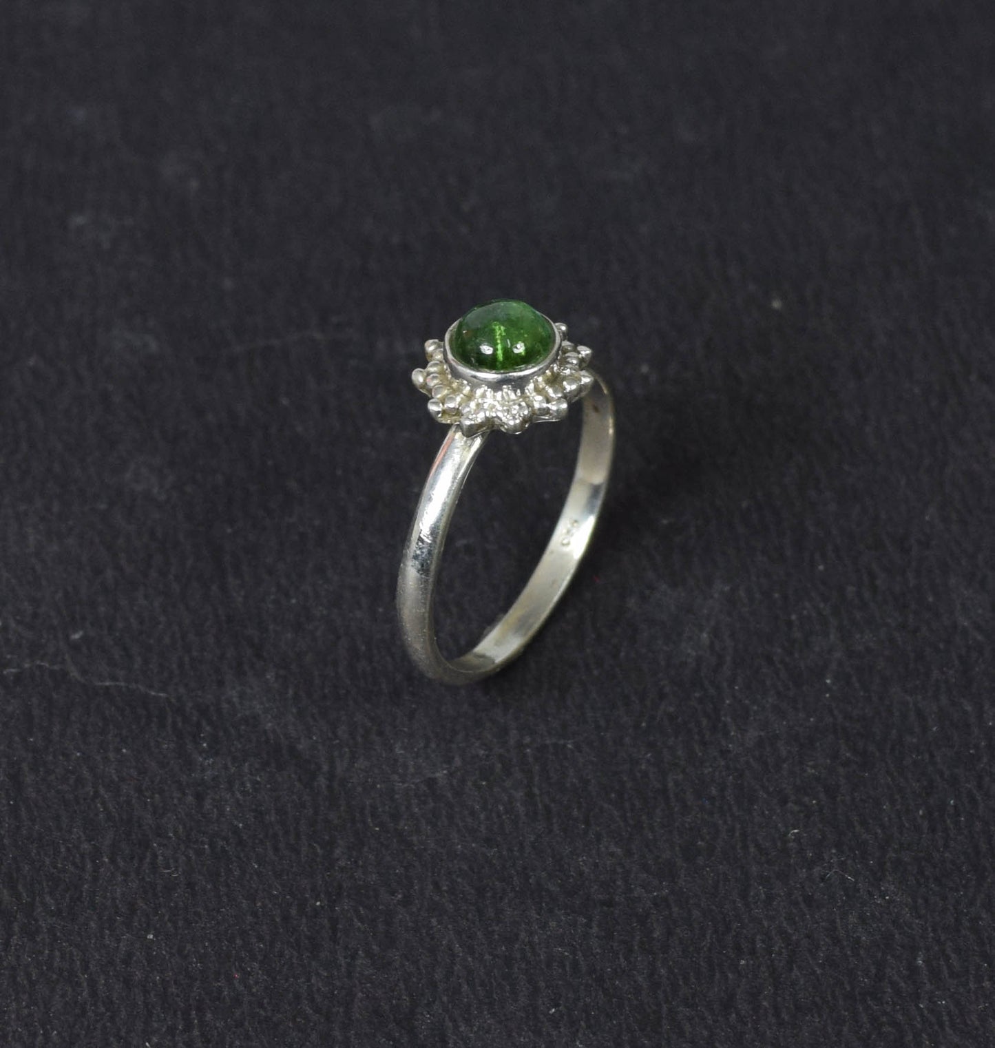 925 Solid Sterling Silver Green Tourmaline Ring - 6 us