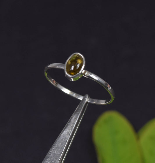 925 Solid Sterling Silver Green Tourmaline Ring -6 us