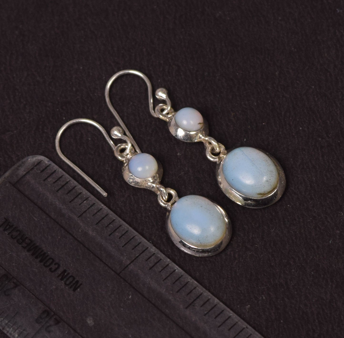 925 Solid Sterling Silver Milky Opalite Hook Earring -1.5 INCH