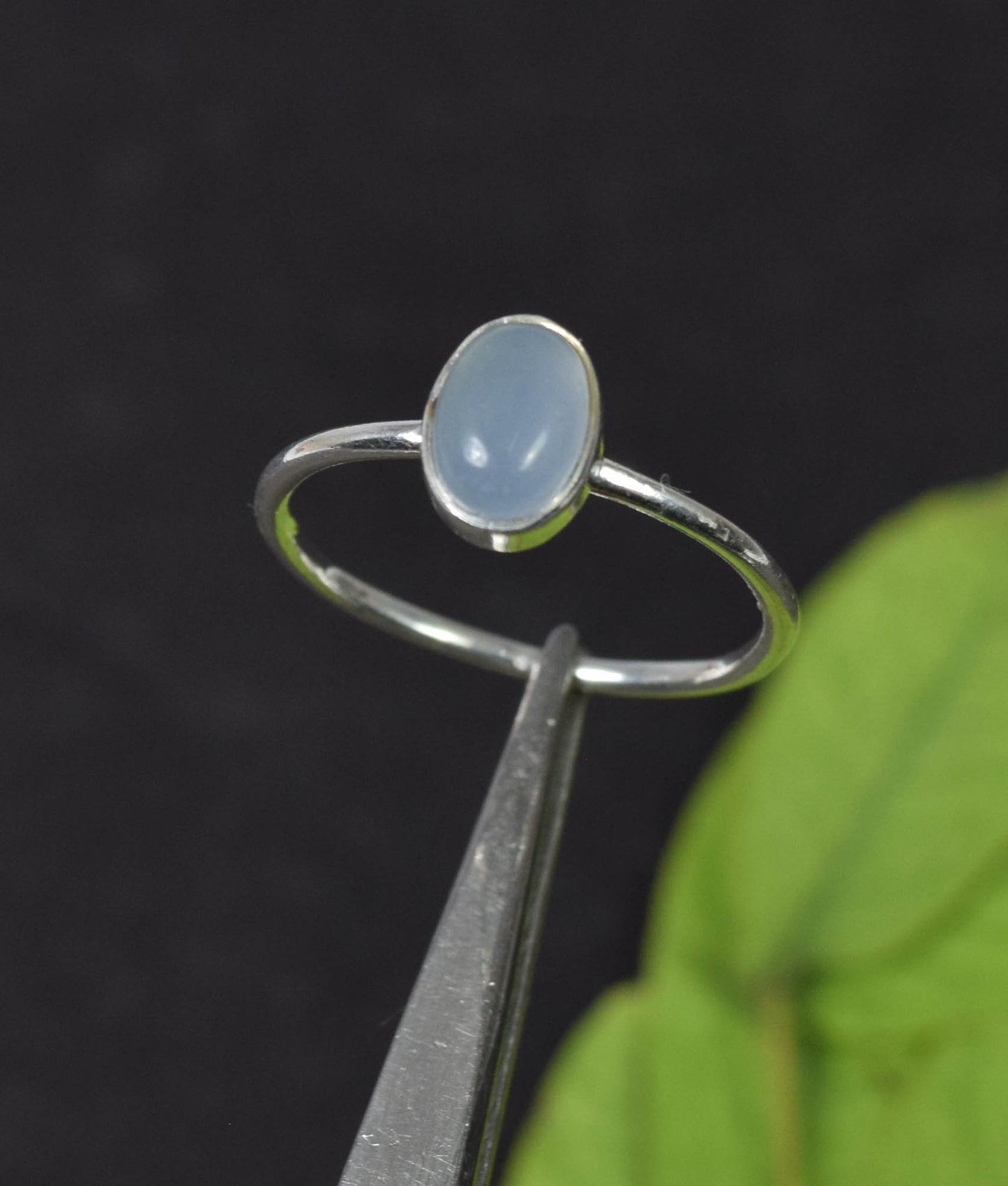 925 Solid Sterling Silver Blue Chalcedony Ring -7 US