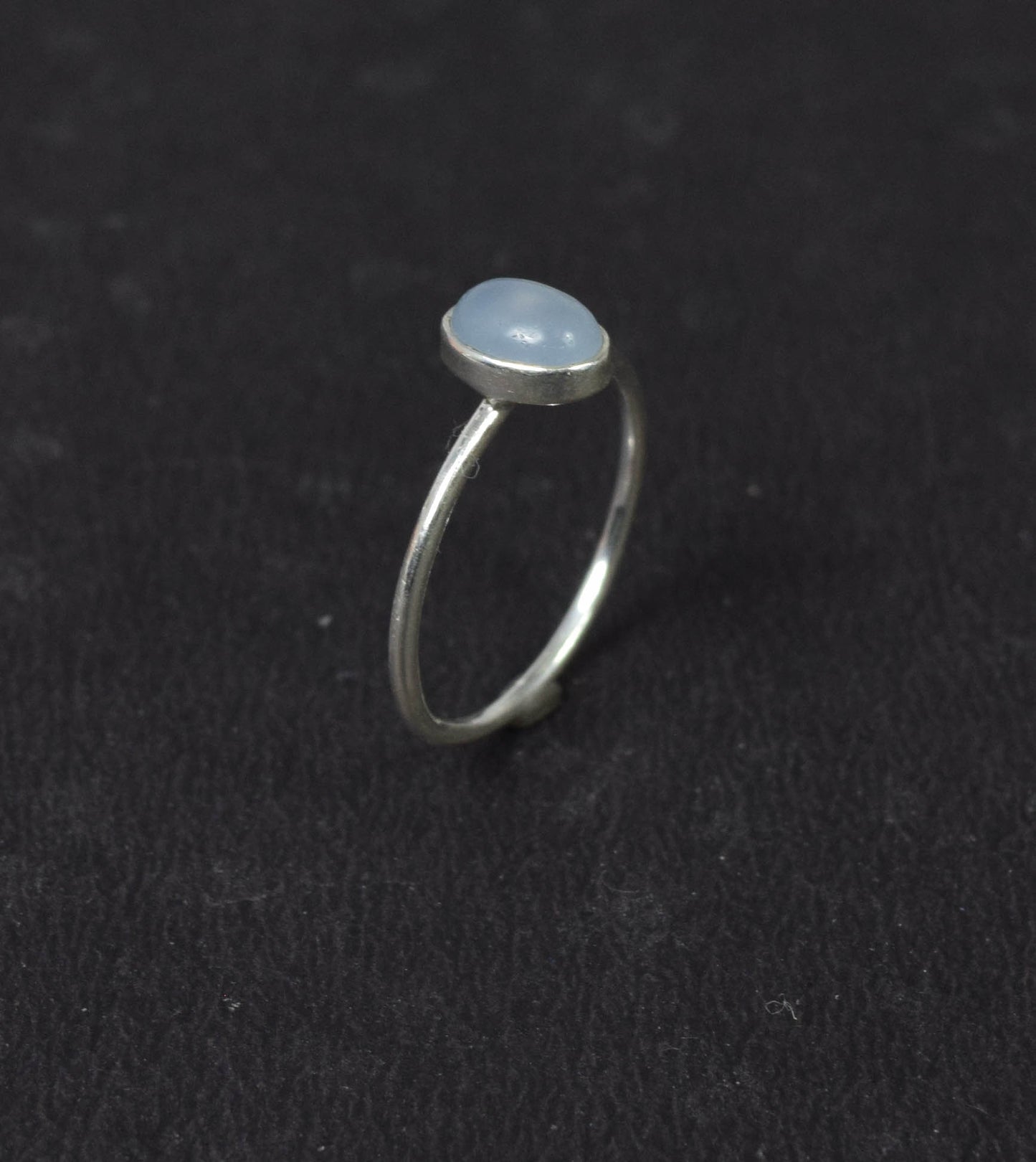 925 Solid Sterling Silver Blue Chalcedony Ring -7 US