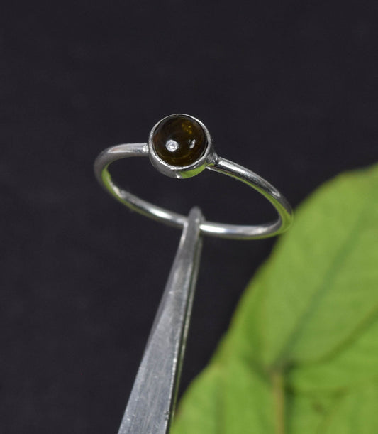925 Solid Sterling Silver Yellow Tourmaline Ring -7 US