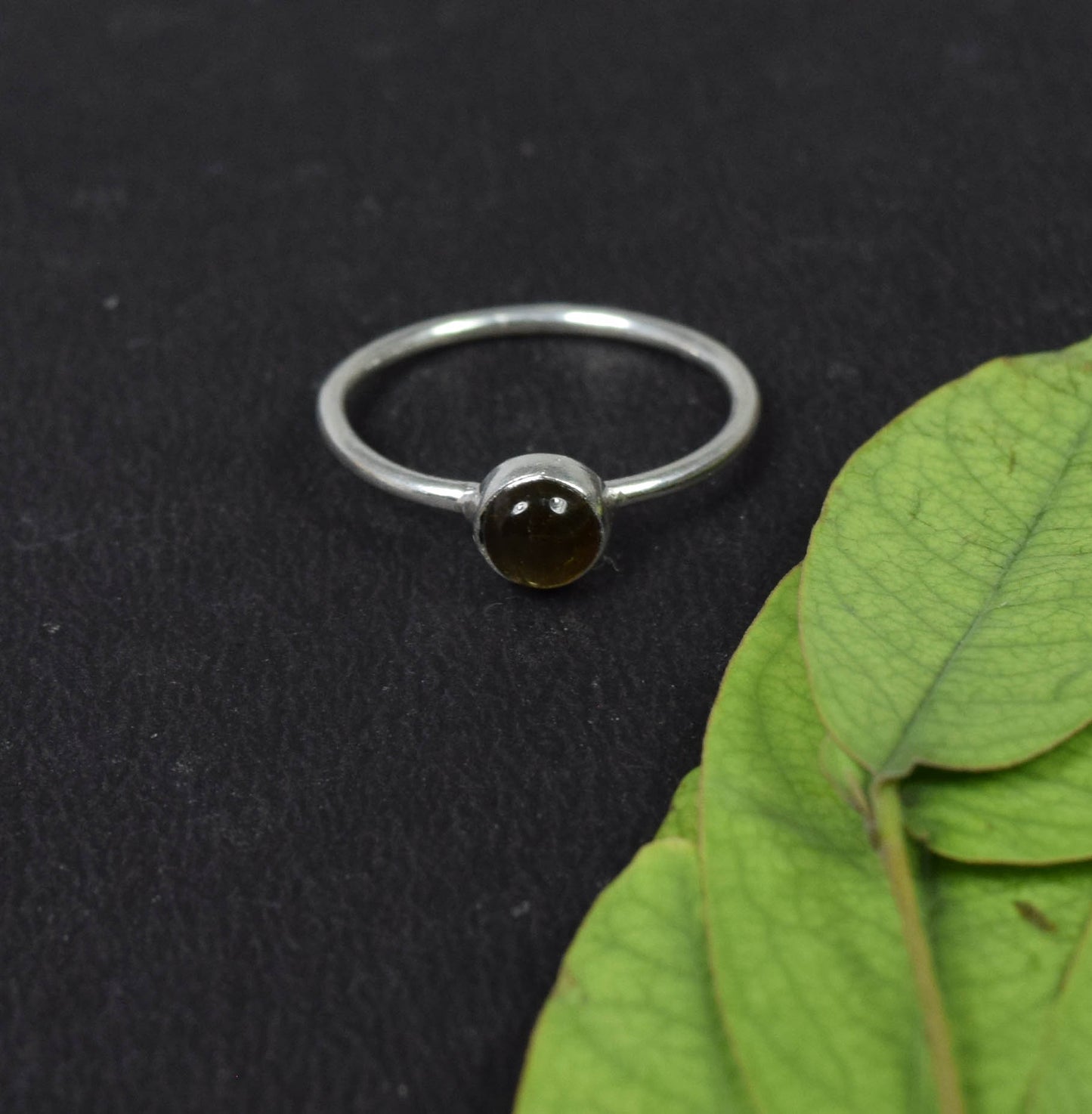 925 Solid Sterling Silver Yellow Tourmaline Ring -7 US