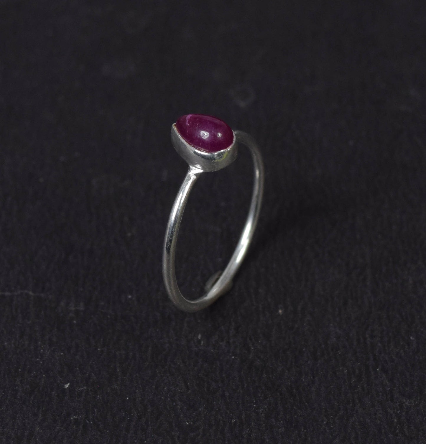 925 Solid Sterling Simulated Ruby Ring -6 US