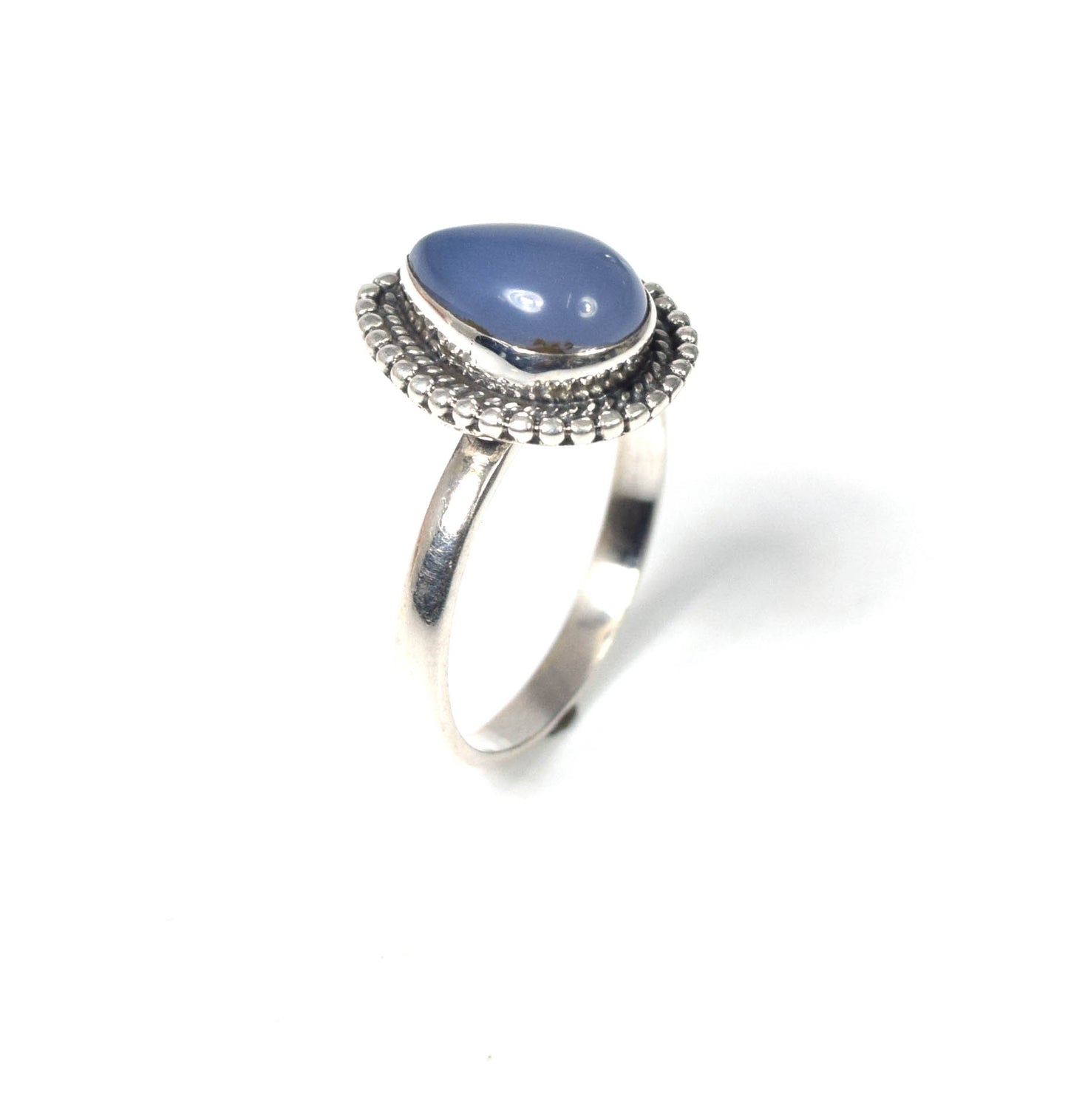 925 Solid Sterling Silver Blue Chalcedony Ring -5.5 us