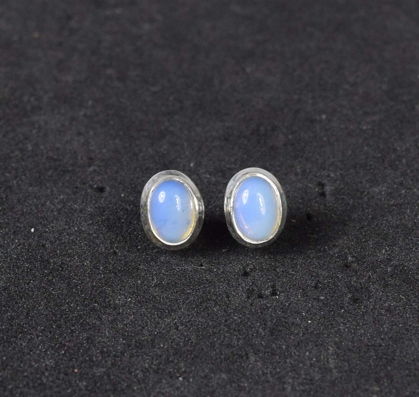 925 Solid Sterling Silver Milky Opalite Stud Earring