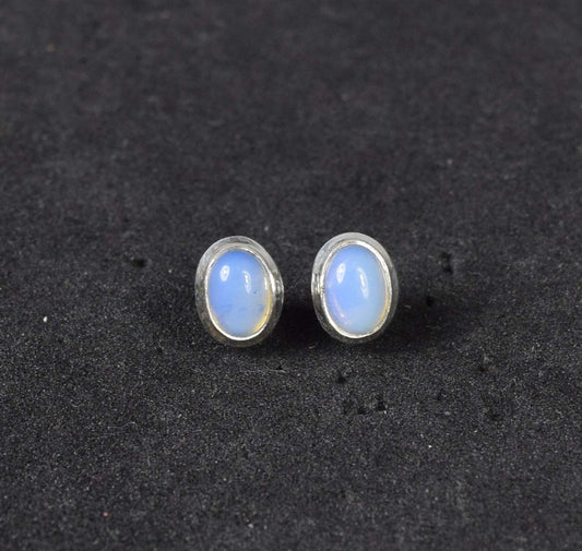 925 Solid Sterling Silver Milky Opalite Stud Earring