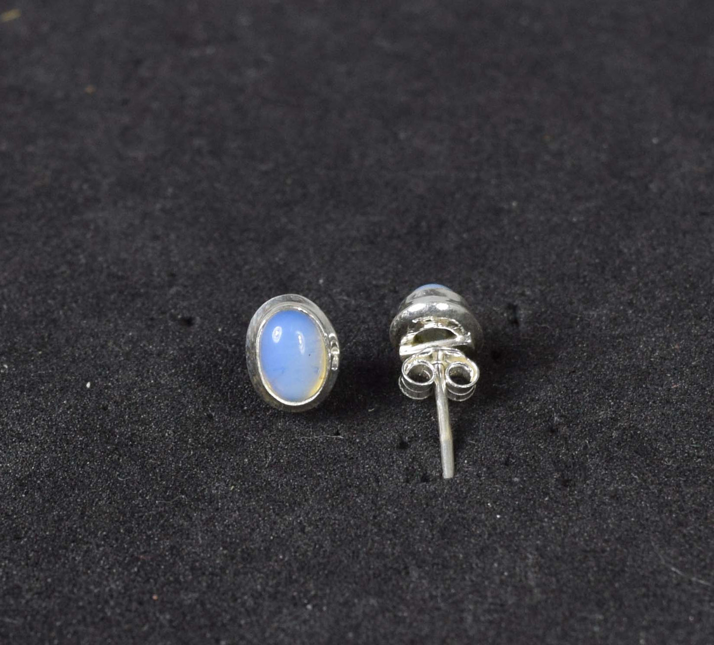925 Solid Sterling Silver Milky Opalite Stud Earring
