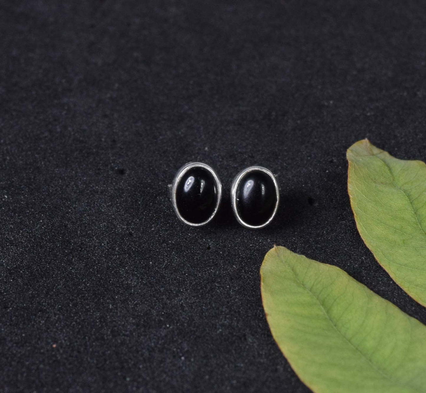 925 Solid Sterling Silver Black Onyx Stud Earring