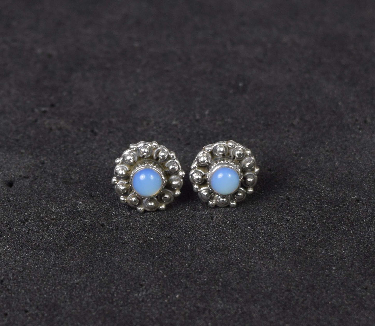 925 Solid Sterling Silver Milky Opalite Stud Earring