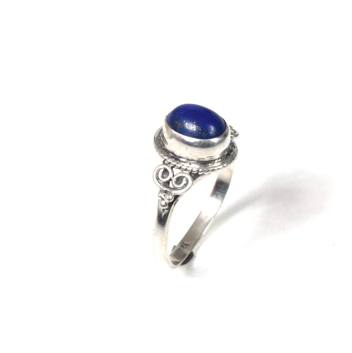 925 Solid Sterling Silver Blue Lapis Lazuli Ring -6 US