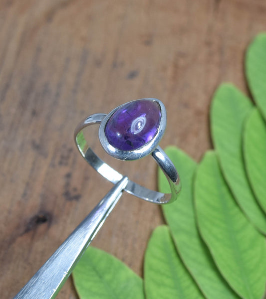 925 Solid Sterling Silver Purple Amethyst Ring -9 US