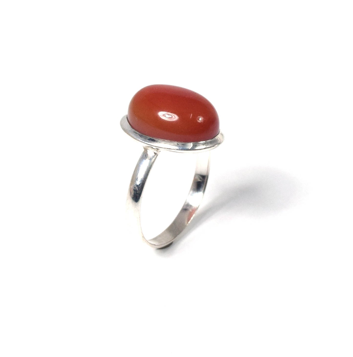 925 Solid Sterling Silver Red Carnelian Ring -10 us