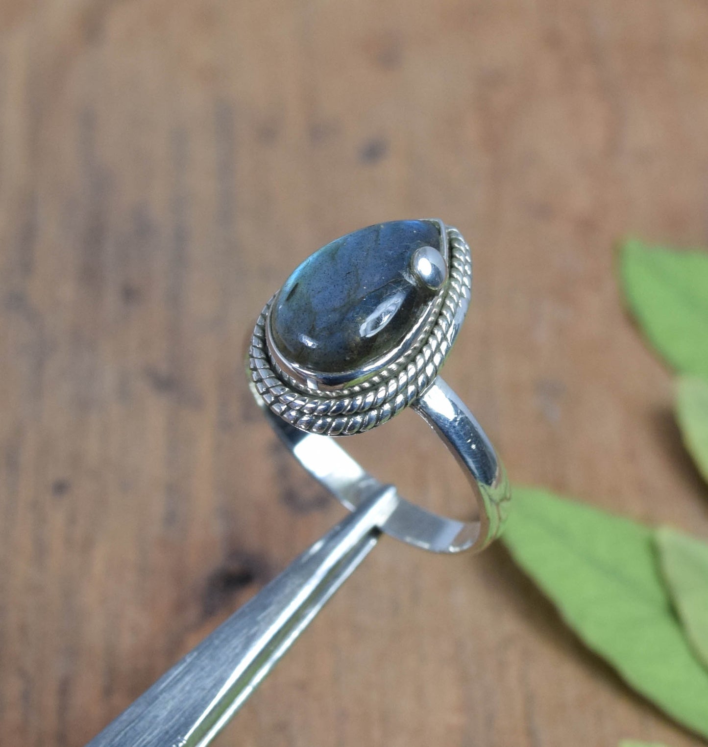 925 Solid Sterling Silver Labradorite Ring -7 us