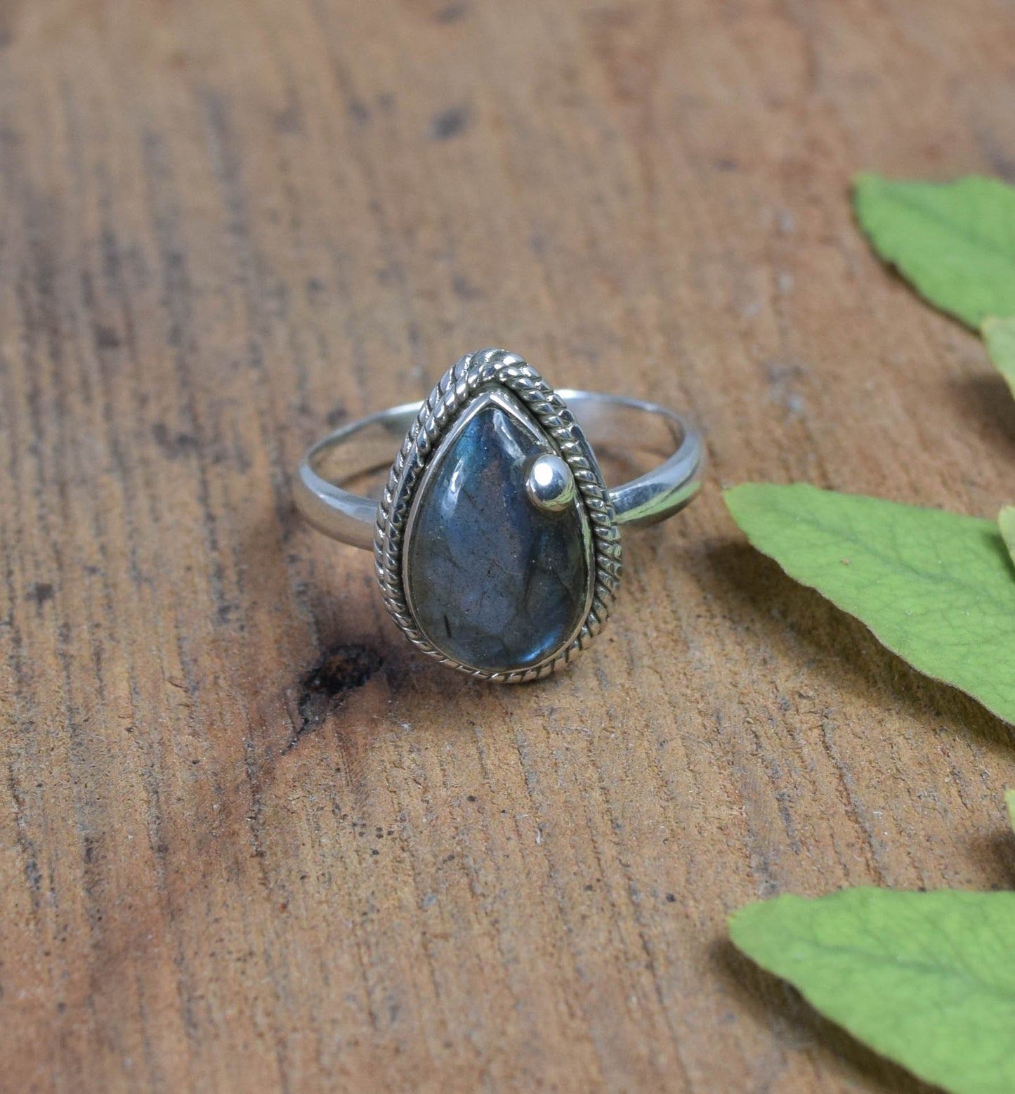 925 Solid Sterling Silver Labradorite Ring -7 us
