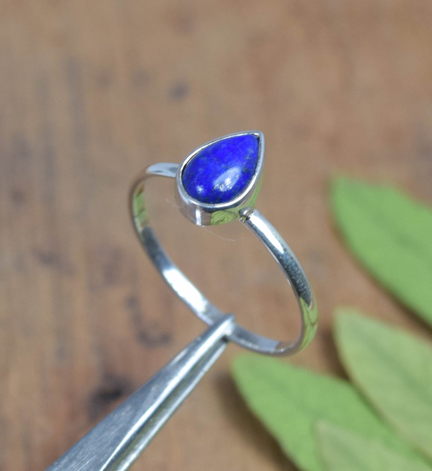 925 Solid Sterling Silver Blue Lapis Lazuli Ring -8 us