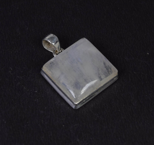 925 Solid Sterling Silver White Rainbow Moonstone Pendant -1.2 INCH