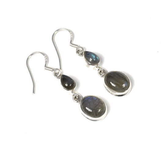 925 Solid Sterling Silver Labradorite Hook Earring -1.5 INCH